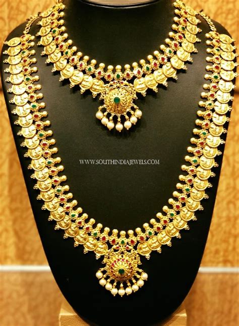 Bridal Gold Coin Necklace Set South India Jewels