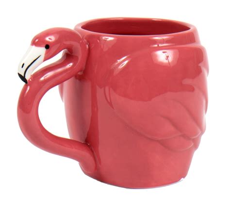 Bright Pink Flamingo Shaped Coffee Tea Ceramic Mug 14 Ounces