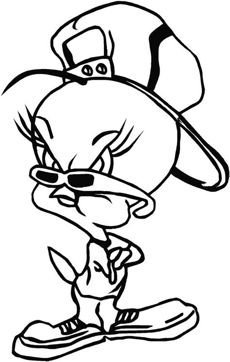 Gangster Tweety Bird Colouring Pages Sketch Coloring Page