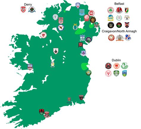 Map Of All Loi And Nifl Clubs Rireland