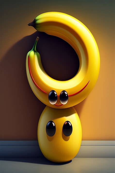 Lexica A Banana Shaped Character Is A Portrait With Arms And Legs And A Smiling Face Happy