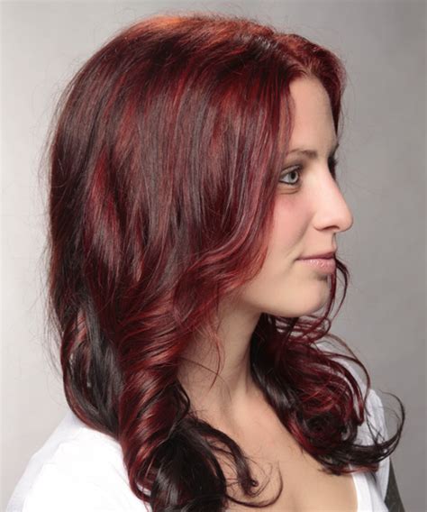 Long Wavy Red And Dark Brunette Two Tone Hairstyle