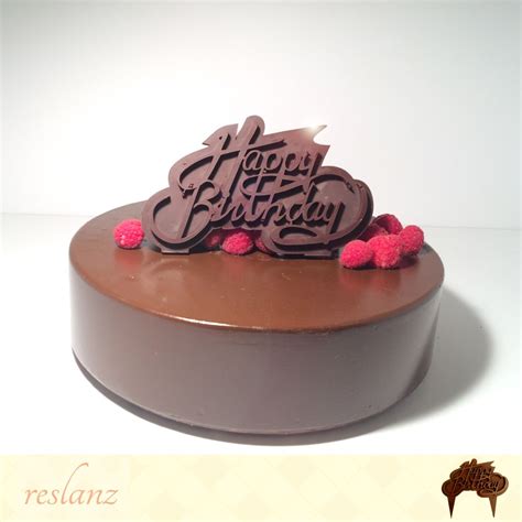 Happy Birthday Chocolate Cake Topper Made From 70 Dark Chocolate