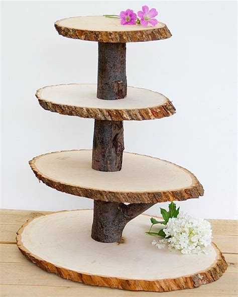 Wooden Cupcake Stand Rustic Wood Tree Slice Centerpieces Wooden