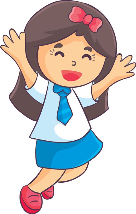 Premium Vector Cute Little School Girl With Backpack Holding Clip Art Library
