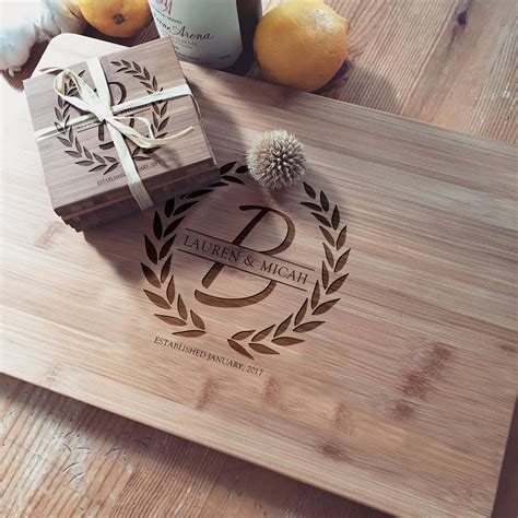 Custom Cutting Board And Engraved Coasters T Set Bamboo Butcher
