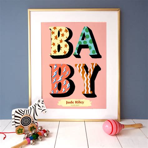 Baby Typography Personalised Print By Eleanor Bowmer
