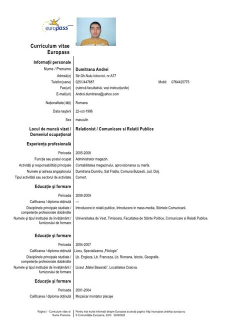 Model Completat Word Model Curriculum Vitae Europass