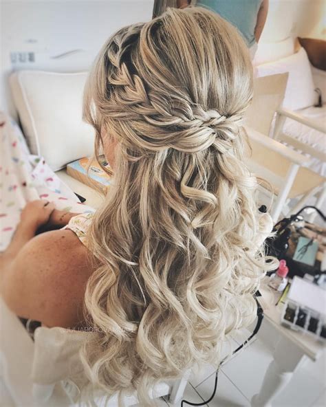 Curly Half Updo With Braid🌸 Hairstyle Juliapopovamuah