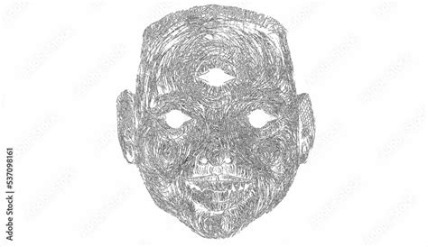 Illustrated Drawing Of A Mans Face With A Whole On His Forehead