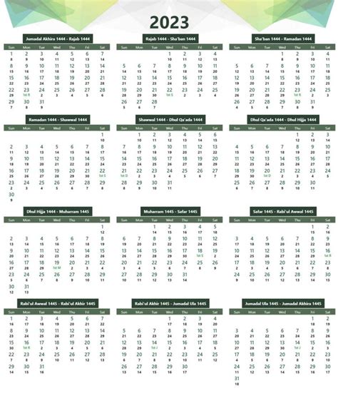 Printable Islamic 2023 Calendar In Pdf Hijri Calendar 1445