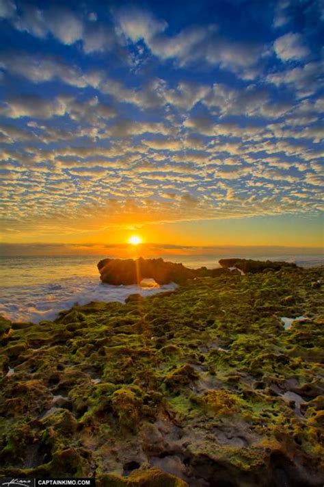 Coral Cove Park Sunrise At Jupiter Island Over Beach Rocks Hdr