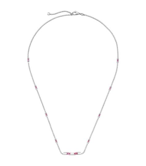Gucci White Gold And Rubellite Link To Love Necklace Harrods Uk