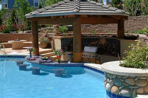 Outdoor Kitchens With Swim Up Bars Pool With Swim Up Bar Backyard