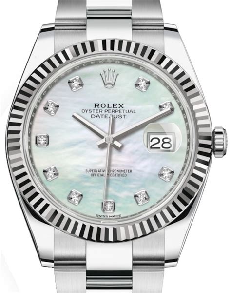 Rolex Datejust 41 126334 White Mother Of Pearl Diamond Fluted White