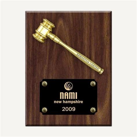 6 X 8 Mini Gold Metal Gavel Plaque Engraving Awards And Ts