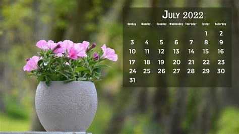 July 2022 Calendar Wallpaper Free Hd Desktop Laptop Pc Background Image