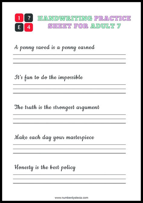 Free Printable Handwriting Practice Worksheets For Adults Pdf