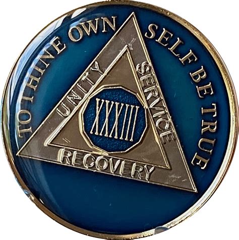 1 40 Year Aa Medallion Midnight Blue Tri Plate Sobriety Chip