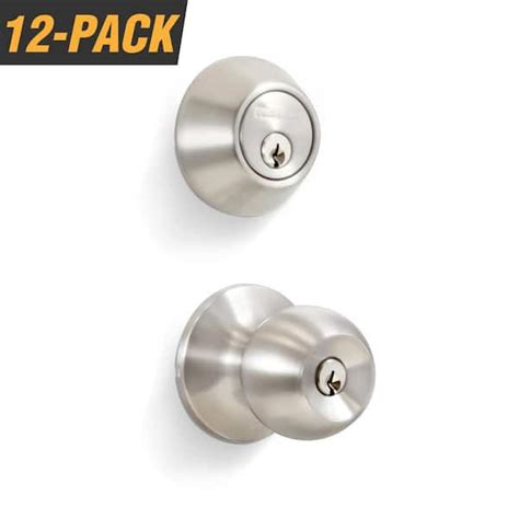 Premier Lock Stainless Steel Entry Door Knob Combo Lock Set With