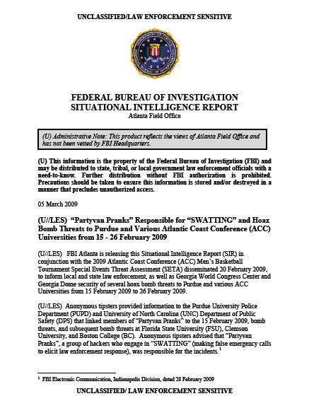 Sometimes it is necessary to include a detailed crime scene description. (U//LES) FBI Partyvan Pranks Swatting Report | Public Intelligence