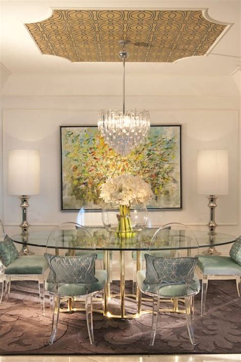The Transparent Oval Backed Dining Chairs Are Softened With Plush