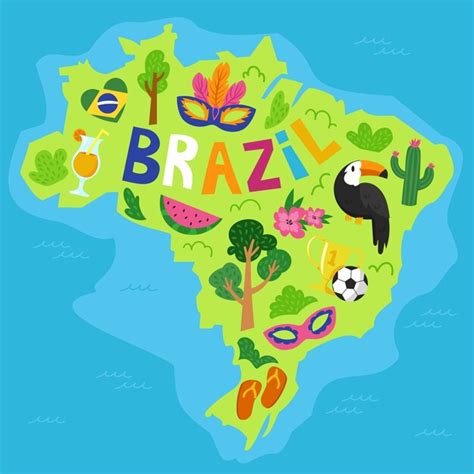 Premium Vector Hand Drawn Brazil Map Illustration