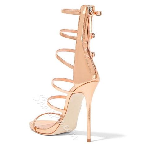 Shoespie Golden Strappy Buckles Dress Sandals Gold Strappy Sandals