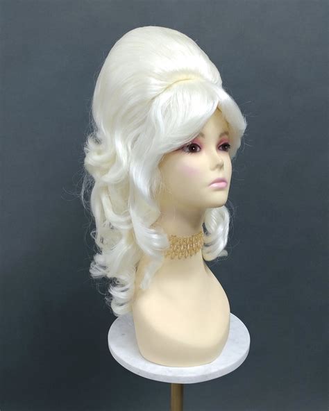 Platinum Blonde Wavy Beehive Costume Wig 22 140 Wvbeehive 613a Etsy
