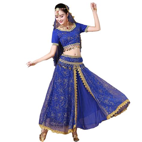 New 4pcs Performance Belly Dance Costume Bollywood Costume Indian Dress