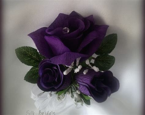 pin on corsage purple roses silk wedding flowers mother etsy