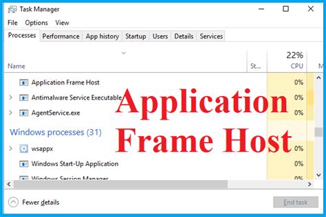 Application Frame Host что это за процесс Windows 10