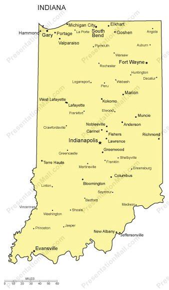 Indiana Powerpoint Map Major Cities