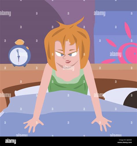 Difficulties Of Early Get Up Funny Cartoon About Woman Trying To