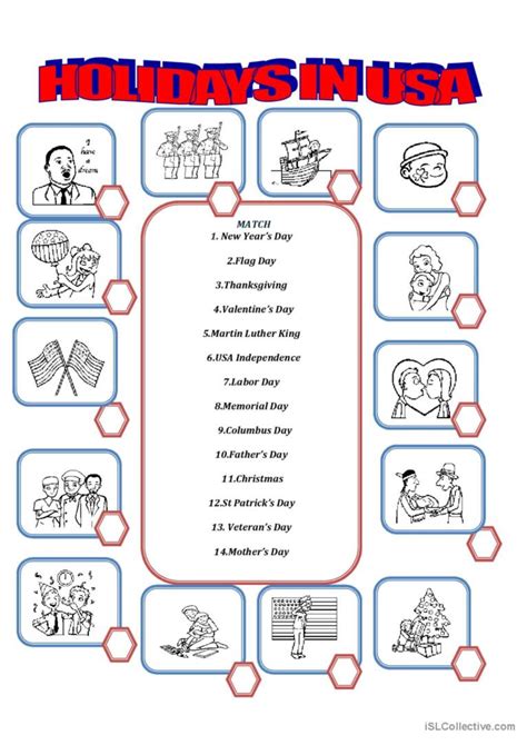 Holidays In Usa English Esl Worksheets Pdf And Doc