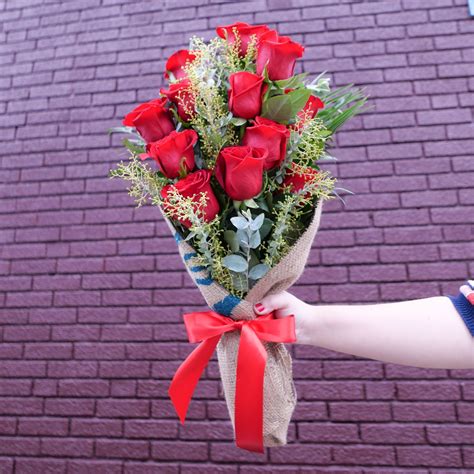 Dozen Red Wrapped Worcester Florist Sparkle Flower Delivery Worcester