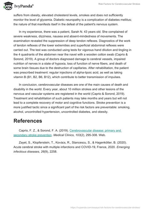 Risk Factors For Cerebrovascular Strokes Words Essay Example