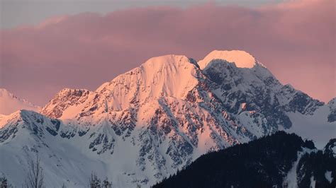 Download Wallpaper 1920x1080 Mountain Peak Snow Sunset Light Full