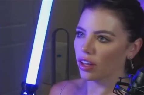 adult star who broke back in foam pit declares she s a jedi as she plays with lightsabre