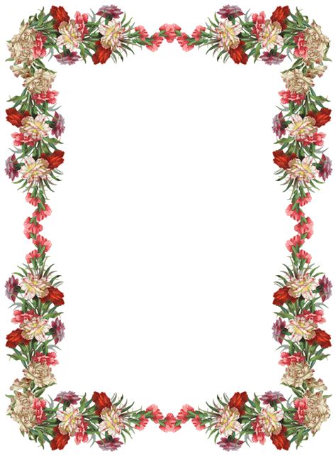 Free Digital Vintage Flower Frame And Border Blumenrahmen Png