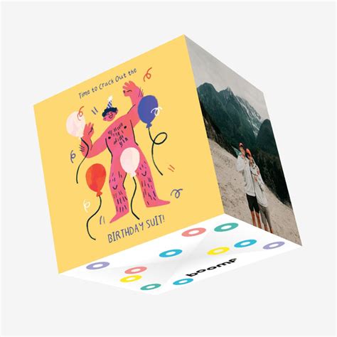 Birthday Suit Naked Man Birthday Confetti Exploding Greetings Card Boomf