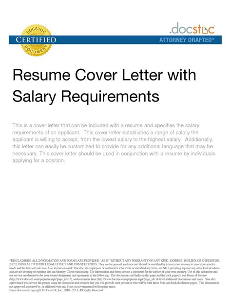 Acceptance of master's directions / executorship, completed and signed by the person as nominated above. Cover Letter With Salary Expectation | Cover letter for ...