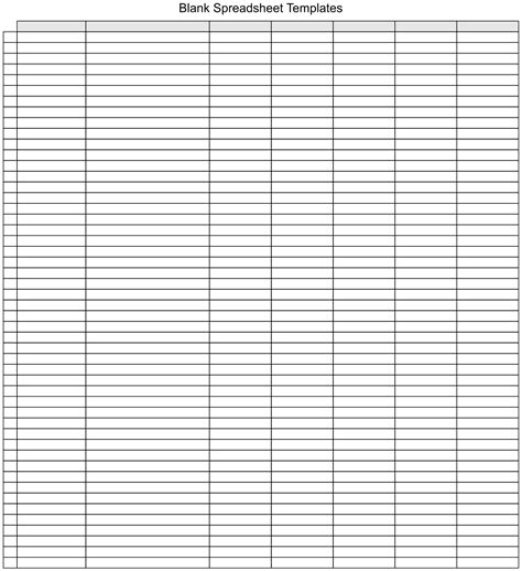 Free Printable Blank Spreadsheets