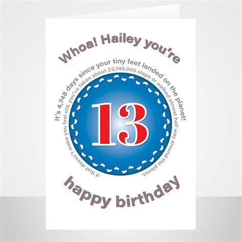 Funny 13th Birthday Card For Boy For Girl Unique Edit Name 13 Etsy