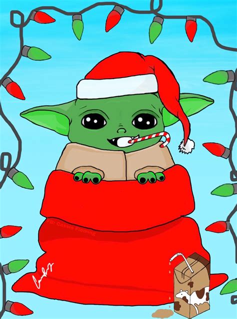 Drew A Baby Yoda Christmas Card Today Rbabyyoda