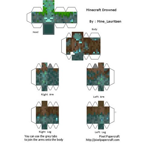 Papercraft Drowned Manualidades De Minecraft Armables De Minecraft