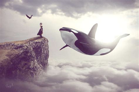 Blue Whale In The Sky Inspirational Quote About Life Photo Manipulation