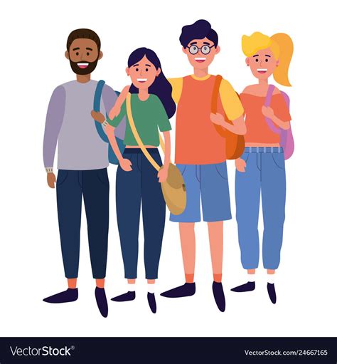 Young People Friends Cartoon Royalty Free Vector Image