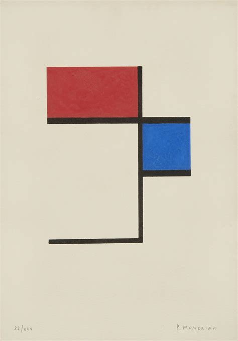 Lot Piet Mondrian 1872 1944 Composition No Ii With Red And Blue