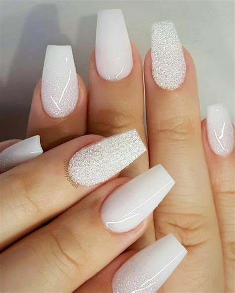 40 Impressive White Coffin Nail Designs Youll Flip For In 2020 For